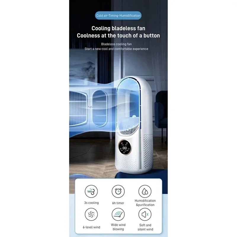 Luniova AirGlide - 3- in -1 Bladloze USB Aircooler met Luchtbevochtiger & Luchtreiniger